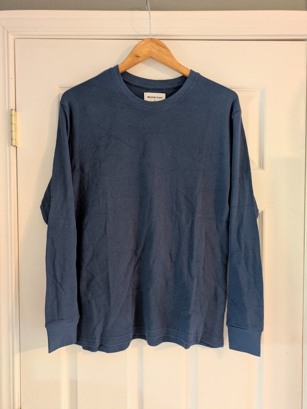 Melrose Place Long Sleeve Waffle Knit Men's 100% Cotton Shirt S